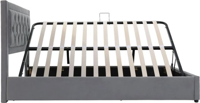 okwish Polsterbett mit Bettkasten in Grau, B/T/H: 140 x 200 cm - Bild 1