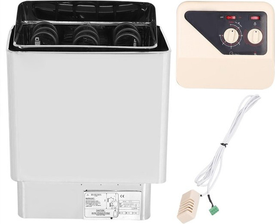 KONNWEI Saunaofen Edelstahl mit externer Steuerung, 6KW, Schwarz/Silber