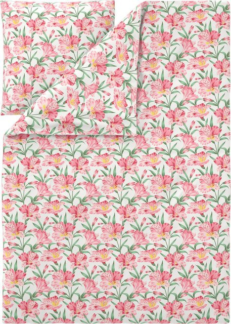 LIVARNO Mikrofaser-Satin-Bettwäsche mit Blumenmuster in Multicolour, Set bestehend aus 1x Bettbezug (B/H: 155 x 220 cm) und 1x Kissenbezug (B/H: 80 x 80 cm) - Bild 1