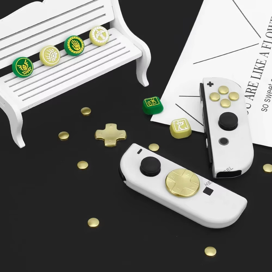 Goldene Aufkleber für Nintendo Switch OLED Joypad: D-Pad-Kreuztasten, ABXY-Tasten und Joystick-Daumenstick-Schutzabdeckungen - Bild 2