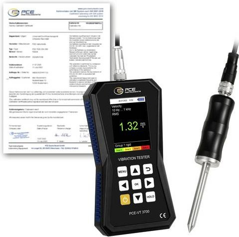 PCE Instruments Vibrationsmessgerät PCE-VT 3700S-ICA in Schwarz mit Nadelfühler und ISO-Zertifikat für RMS, Peak, Peak-Peak und Crest-Faktor - Bild 1