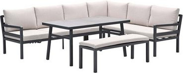 GARDEN IMPRESSIONS Loungeset Corsica, 7-teilig, schwarz, L-Form mit Polsterauflagen und Aluminiumgestell - Bild 1