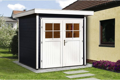 WEKA Gartenhaus 227 Gr.1 aus Massivholz mit Flachdach in Anthrazit, B/H/T: 225 x 217 x 209 cm - Bild 3