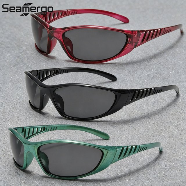 SEAMERGO Sport-Radsport-Sonnenbrille, Vollrand, Schwarz, Grau, Kunststoff - Bild 1