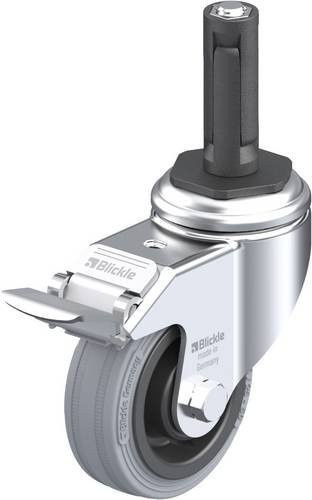 Blickle Lenkrolle LKRA-VPA 80K-11-FI-ER12 mit Feststeller, Rad-Durchmesser: 80 mm, Tragfähigkeit: 80 kg, Farbe: Grau/Schwarz/Silber - Bild 1