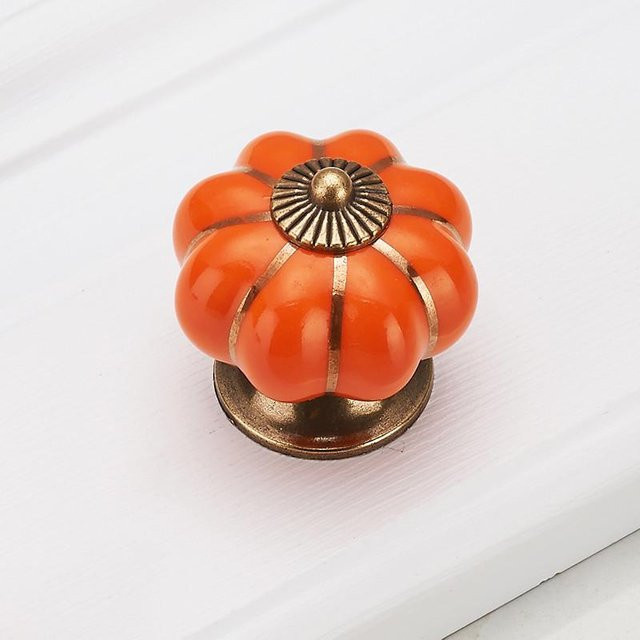 xianyi01 Kürbis-Keramikgriff in Orange für Schubladen und Schranktüren, Durchmesser: 3,8 cm - Bild 1