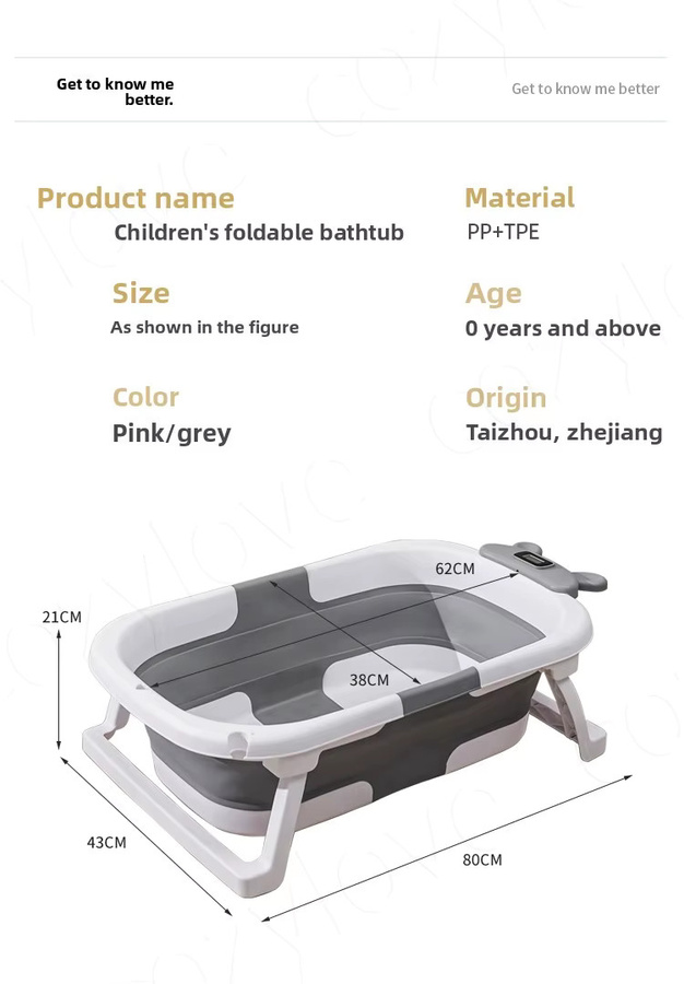 Kisslanding Faltbare Babybadewanne mit Temperatursensor und Ständer, Grau, BPA-frei - Bild 2