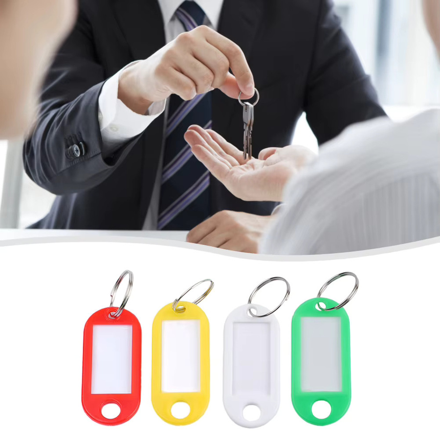 Personalisierbare Schlüsselanhänger mit beschreibbaren ID-Etiketten und geteiltem Ring in Multicolor aus Kunststoff - Bild 2