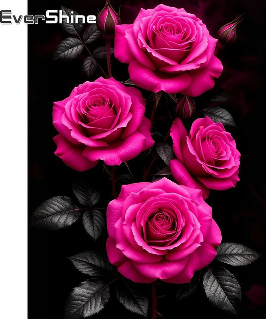 EverShine Diamantstickerei Rose Bild mit Strass als Mosaik Set, Blumen Motiv, Vollbohrer, Quadratisch, B/H: 30 x 30 cm - Bild 1