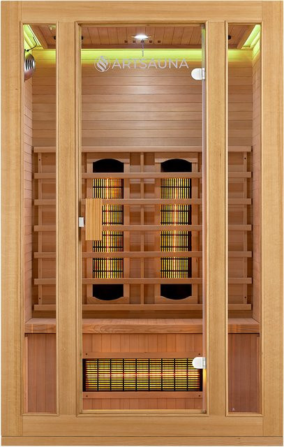 Artsauna Infrarotkabine Nyborg S120V aus Hemlockholz mit Vollspektrumstrahlern und LED-Ambientebeleuchtung, Braun, B/T/H: 120 x 105 x 190 cm - Bild 1