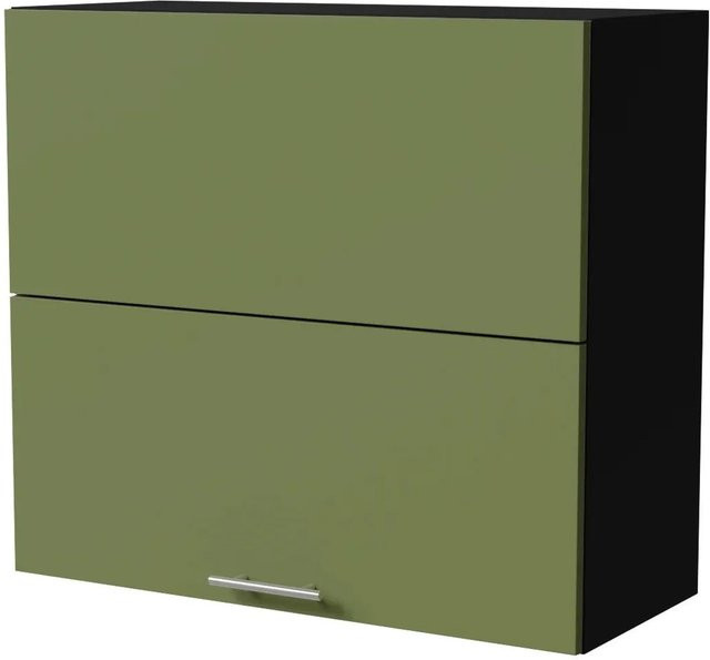 Feldmann-Wohnen Klapphängeschrank Brerra für die Küche in Schwarz und Matt Farngrün RAL 6025 mit Soft-Close-Türen, B/T/H: 80 x 32,5 x 72 cm - Bild 1
