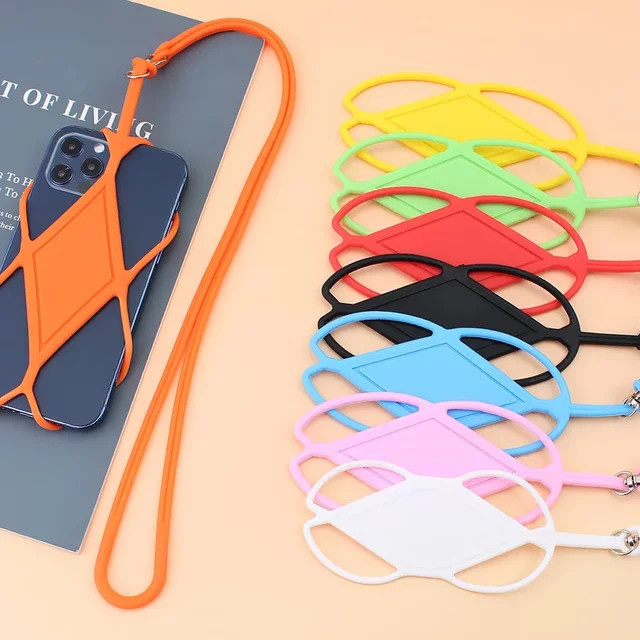 Universelles Silikon-Handy-Lanyard in Orange, verstellbares und abnehmbares Smartphone-Umhängeband als Anti-Verlust-Schutz für iPhone und Xiaomi - Bild 1