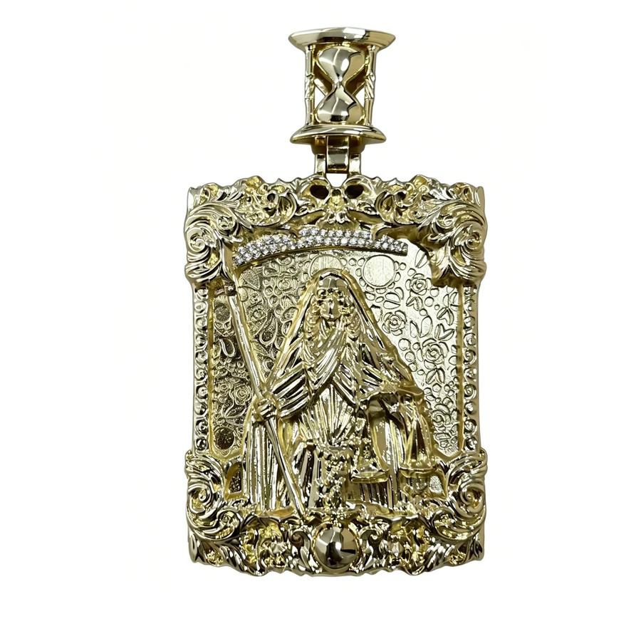 LYEE CYEE Halskette mit Totenkopf-Sanduhr-Anhänger, Gold - Bild 4