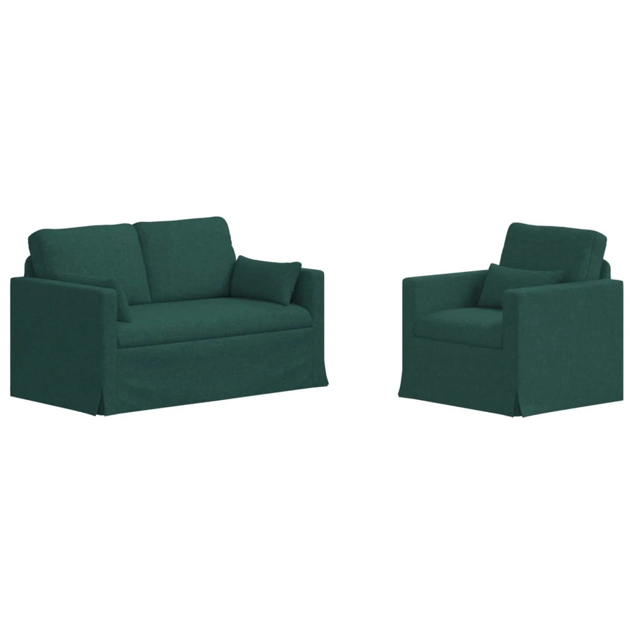 vidaXL Sofa 2-teiliges Polstersofa Dunkelgrün mit Stoffbezug und Metallrahmen B/T/H: 139 x 78 x 80 cm und 78 x 78 x 80 cm - Bild 2