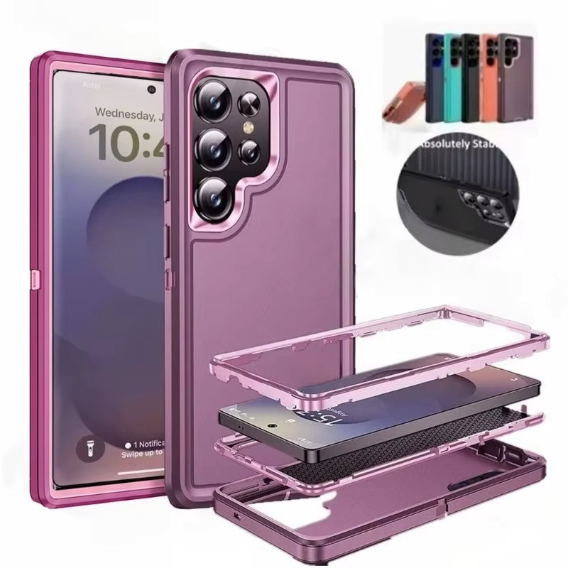 Robuste Panzer-Schutzhülle von Ott Box für Samsung Galaxy S26 Ultra, S25 Edge, S24, S23 und S22 Plus in Rot, Pink oder Lila - Bild 5