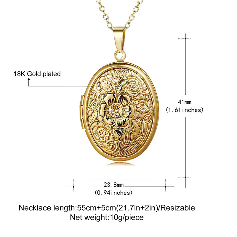 XCL Halskette, Blumen-Foto-Medaillon, oval, Gold, Damen - Bild 2