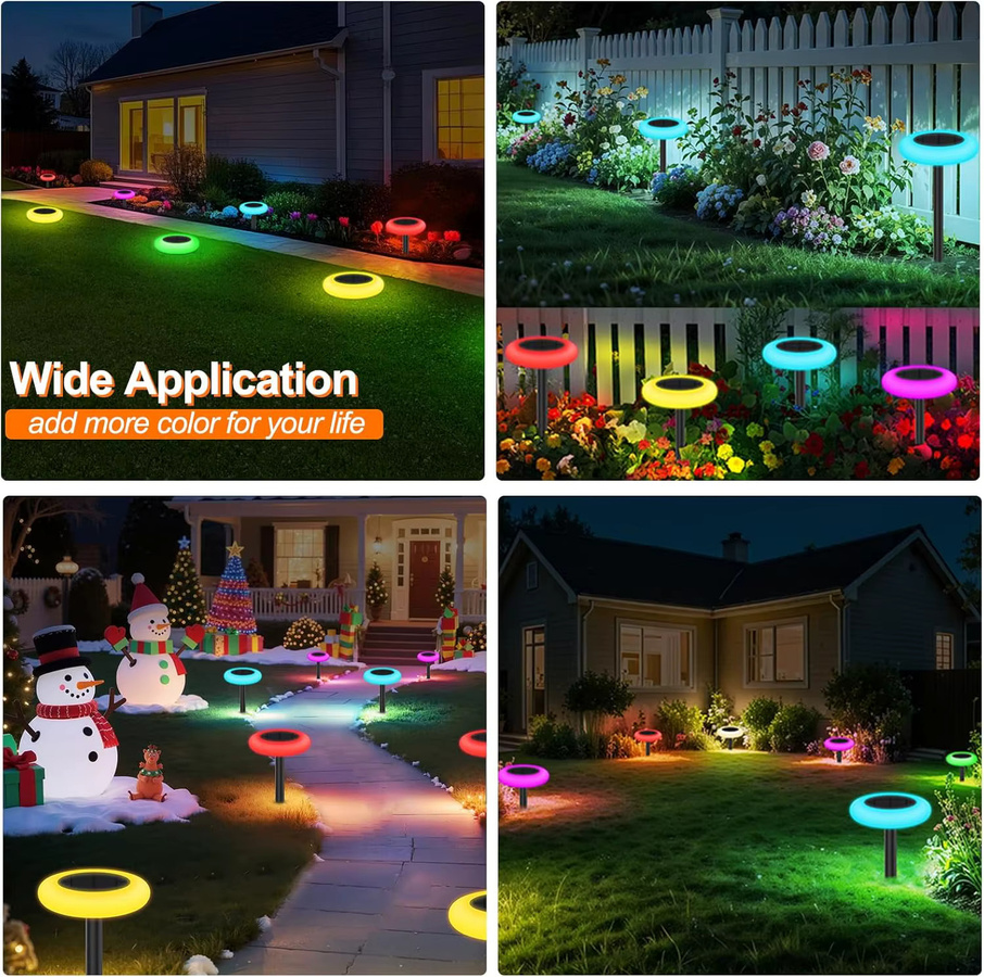Intelamp Bunte Solarleuchten für den Außenbereich, Farbwechselnde RGB Gartenleuchten in Schwarz für Garten, Terrasse und Gehwege - Bild 5