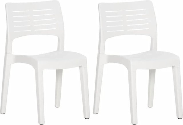 Furnicato 2er Set Gartenstühle aus Polypropylen in Weiß, stapelbar und wetterbeständig, B/T/H: 50 x 51 x 82 cm - Bild 1