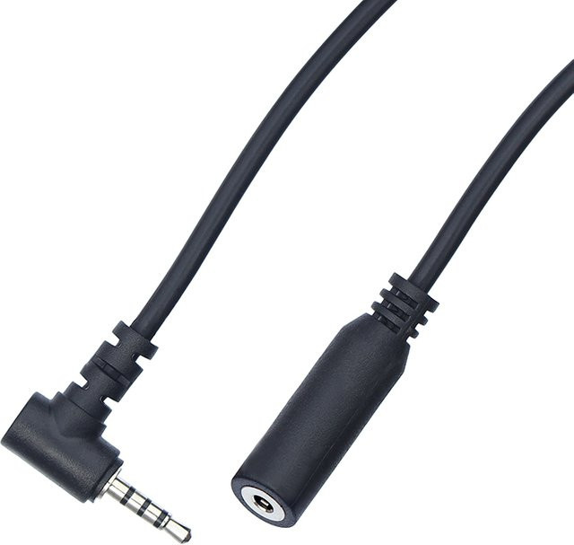 POPOSAW 3,5 mm Klinkenstecker Verlängerung mit abgewinkeltem Stecker, 4-polig, Schwarz - Bild 1