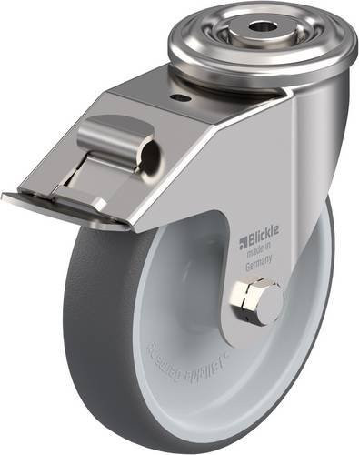 Blickle LEXR-PATH 160G-FI Lenkrolle mit Feststeller aus Edelstahl in Silber und Grau, Rad-Durchmesser: 160 mm, Tragfähigkeit: 300 kg - Bild 1