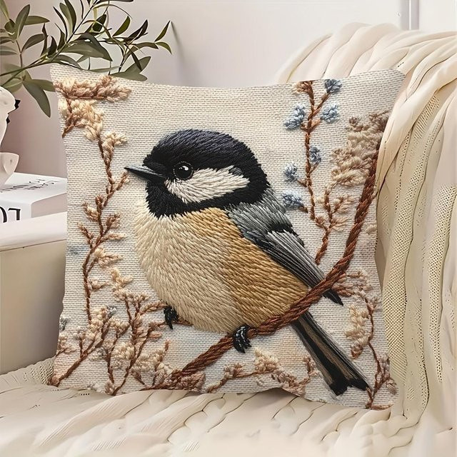 Vogelkissenbezug von Shunika Chen mit Naturkunst-Motiv in Multicolor, B/B/H: 18 x 18 x 18 cm - Bild 1