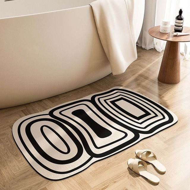 Saugfähige und rutschfeste Toilettenmatte in Grau, speziell geformte Fußmatte für die Toilettentür, B/B: 40 x 60 cm - Bild 1