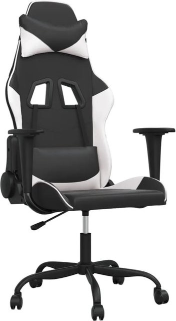 vidaXL Gaming-Stuhl in Schwarz und Weiß aus Kunstleder mit Kopfstütze und 360-Grad-Drehfunktion - Bild 1