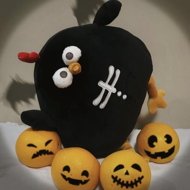 Cartoon Halloween Kürbis Huhn Plüschtier Kissen, Schwarz, 30cm, ab 14 Jahre - Bild 1