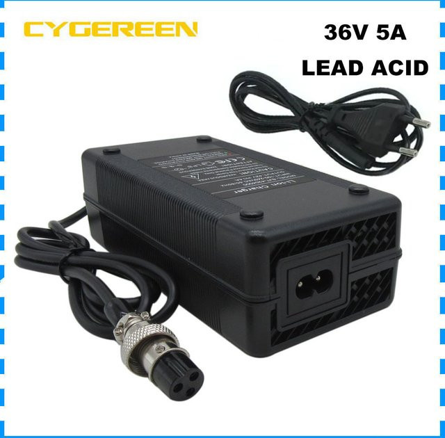 CYGEREEN Blei-Säure-Ladegerät 36V 5A mit Lüfter und USB-C, Schwarz, Anschluss: GX16, M16, XLRM 3PIN, IEC - Bild 1