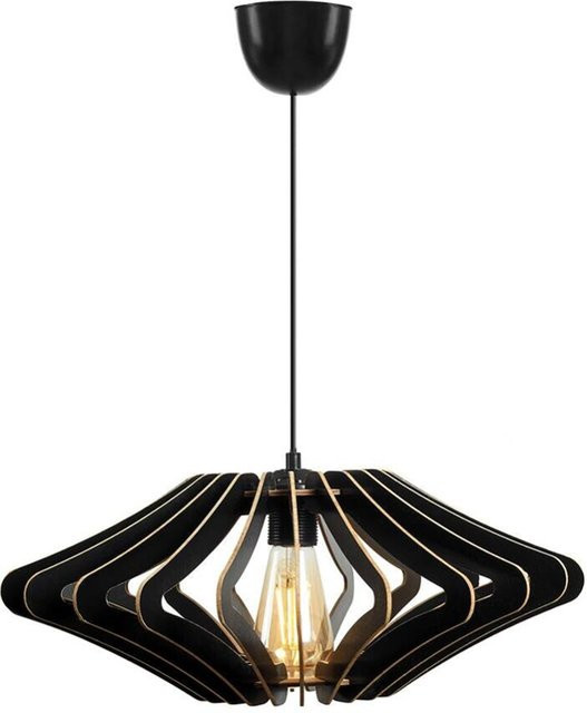 Opviq Pendelleuchte schwarz aus Holz, E27, Höhe: 55 cm, Breite: 47 cm, Tiefe: 47 cm - Bild 1