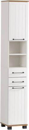 Schildmeyer Hochschrank Jelda in Mattweiß mit Regalböden und Schubladen, B/T/H: 30,3 x 32,6 x 180,9 cm - Bild 1