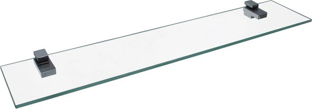 Fackelmann Glasablage für das Badezimmer in Chrom und Transparent, B/H/T: 60 x 3,5 x 12,5 cm - Bild 1