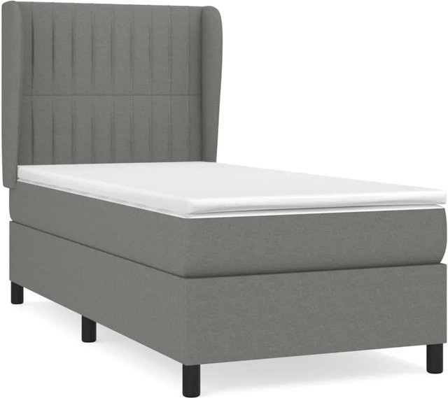 vidaXL Boxspringbett mit Matratze Dunkelgrau B/T/H: 90 x 200 cm - Bild 1