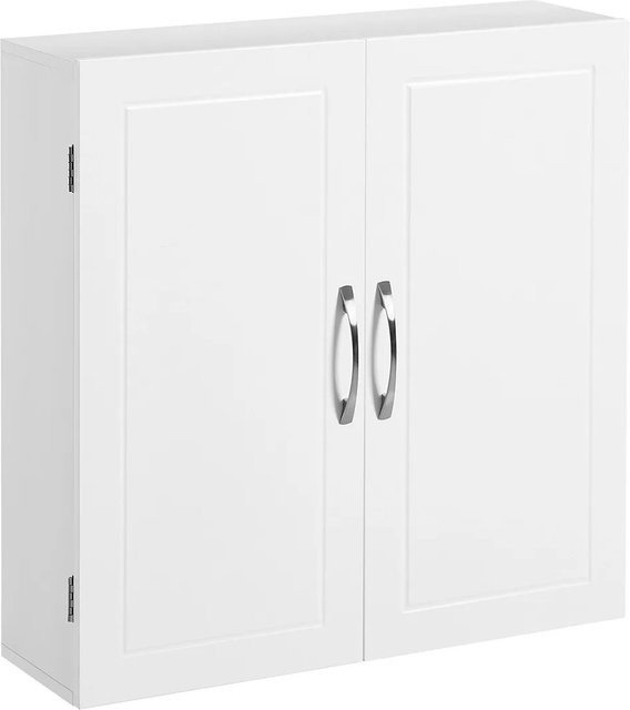 Vasagle Wandschrank Weiß mit Regalböden und Türen, B/T/H: 60 x 18 x 60 cm - Bild 1