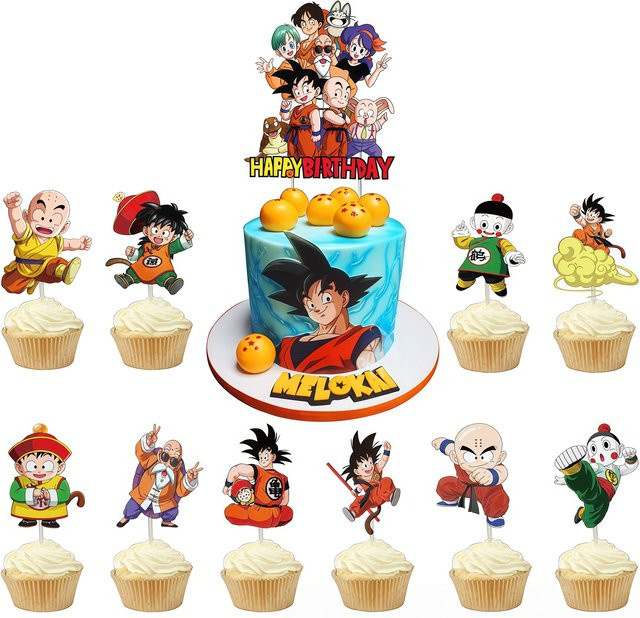 Bandai Dragon Ball Z Geburtstagsparty-Dekorationsset in Multicolour mit Happy Birthday Banner und Tortendekoration aus Papier - Bild 1