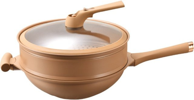 FEB.WIND Antihaft Wok aus Keramik und Aluminium in Beige - Bild 1