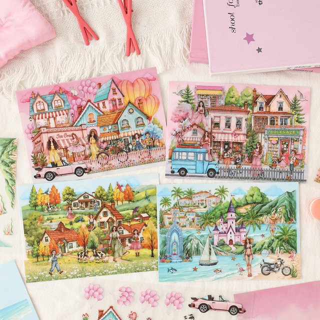 mr.paper Miniatur-Aufkleber Seaside Home Castle Thema in Multicolour für Scrapbooking und DIY-Dekoration - Bild 1