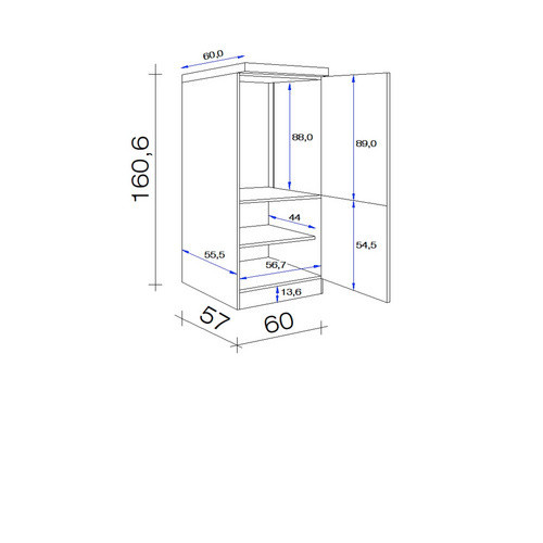 Flex-Well Demi-Geräteumbauschrank Wito in Weiß B/H/T: 60 x 161 x 60 cm - Bild 2