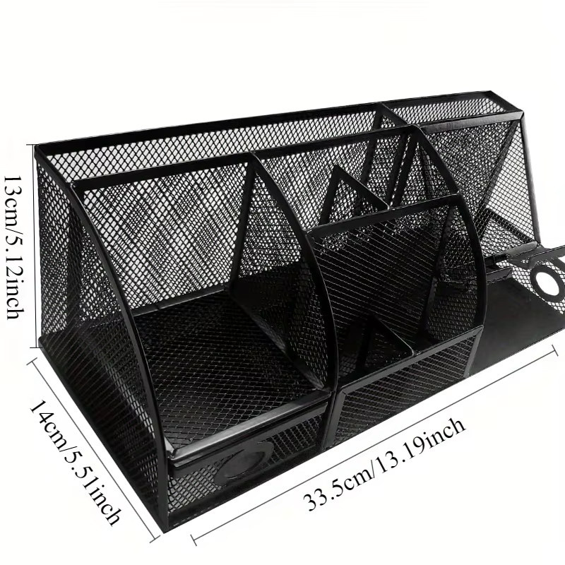Schreibtisch-Organizer-Set aus Metall in Schwarz mit mehreren Fächern für dein Bürozubehör - Bild 4