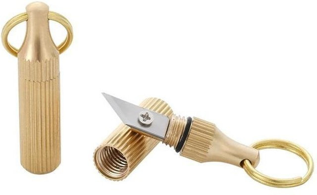xly1818 Mini Messing Kapsel Tasche Messer in Gold aus rostfreiem Stahl als tragbares Utility Messer und Schlüsselbund Anhänger - Bild 1