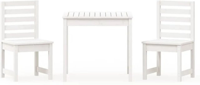vidaXL 3-teiliges Garten-Bistro-Set aus massivem Kiefernholz in Weiß mit rustikaler Optik - Bild 1