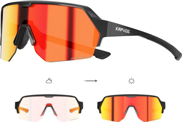 KAPVOE Sportsonnenbrille, Unisex, Vollrand, Photochrom, Kunststoff - Bild 1
