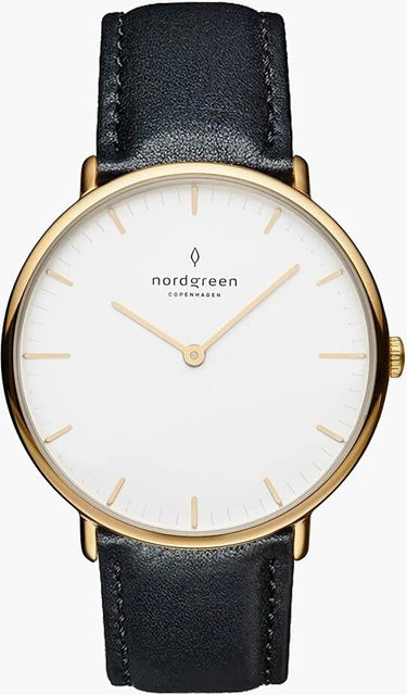 Nordgreen Herrenuhr Native, Quarz, Edelstahl, 40 mm, Leder, Weiß - Bild 1