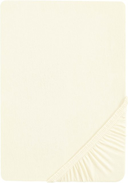 Boxspringbezug Jersey aus Baumwolle in Weiß und Beige, B/T: 180 x 200 cm - Bild 1