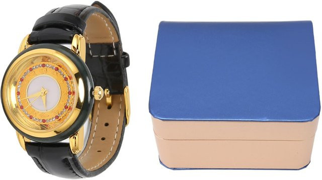 DIYelecs Armbanduhr Damen, Quarz, Messing, Leder, Tiermuster, beige - Bild 1