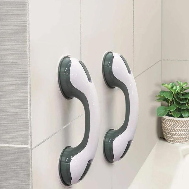 12er Set Binchi Anti-Rutsch Haltegriffe mit Saugnapf in Silber und Weiß für Badezimmer und Toilette - Bild 1