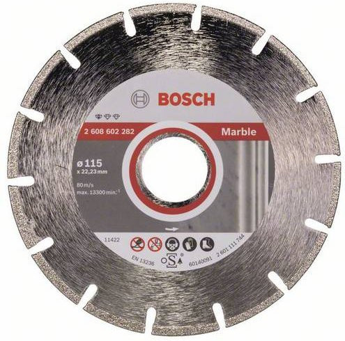 Bosch Diamanttrennscheibe Standard für Marmor Durchmesser: 115 mm, B/H/D: 115 x 22,23 x 2,2 x 3 mm - Bild 1