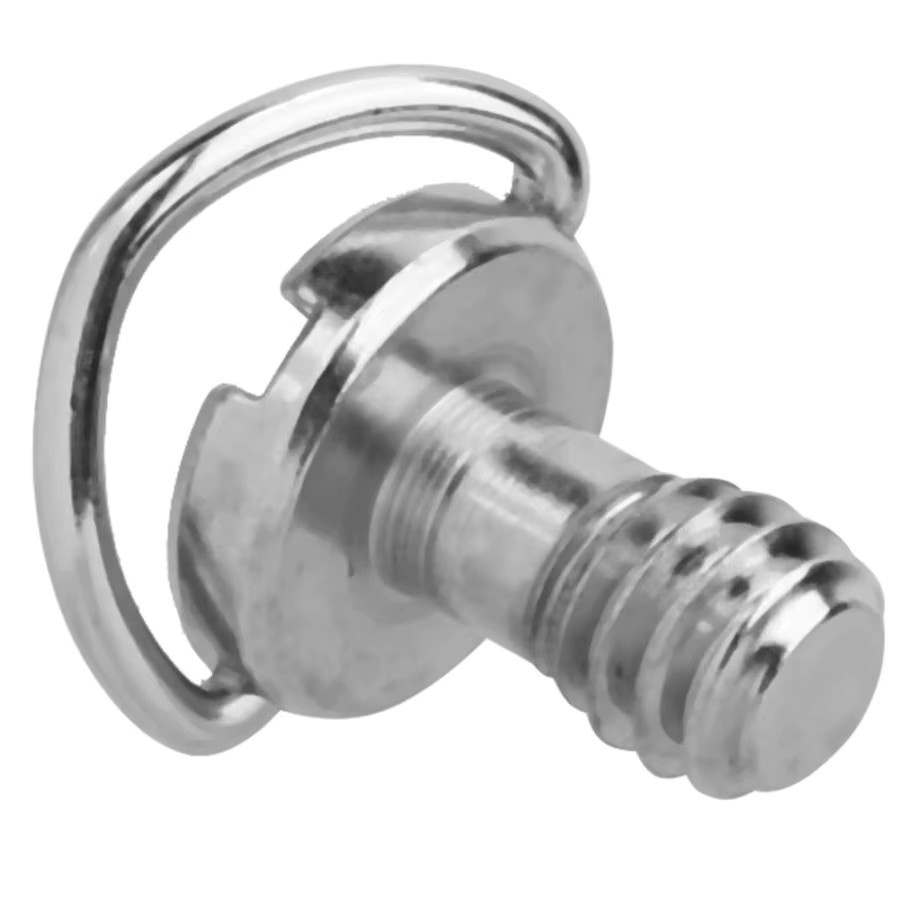 Lousxy 1/4 Zoll Kameraschraube mit zusammenklappbarem D-Ring in Silber für Schnellwechselplatten, Stativ, Einbeinstativ und Kamerakäfig - Bild 2