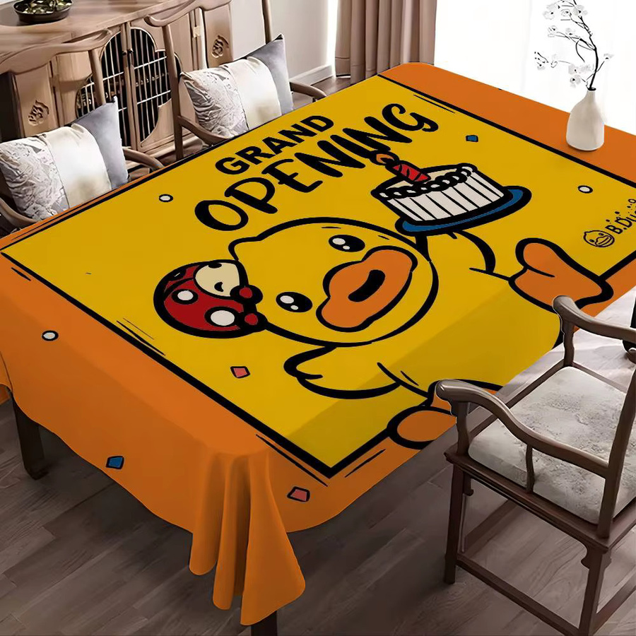 B-B D-Duck Tischdecke aus PVC in Gelb, wasserdicht und ölbeständig, rechteckig mit grafischem Design - Bild 5