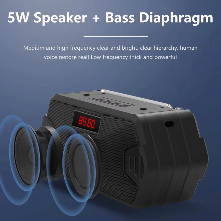 Tragbarer AyeBeau Bluetooth Lautsprecher mit FM Radio und Aux Anschluss, Outdoor Musik Sound Box mit Subwoofer und Bass, erhältlich in Blau oder Schwarz - Bild 2